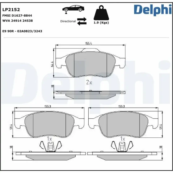 Delphi Ön Fren Balatası – LP2152 ürün görseli