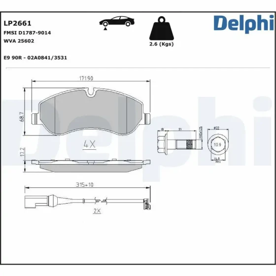 Delphi Ön Fren Balatası – LP2661 ürün görseli