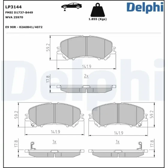 Delphi Ön Fren Balatası – LP3144 ürün görseli