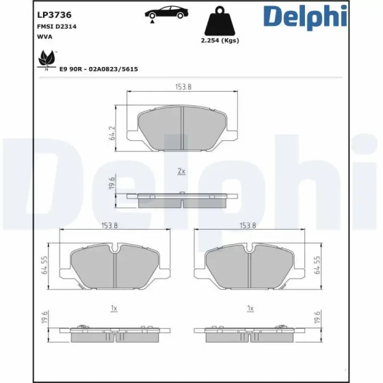 Delphi Ön Fren Balatası – LP3736 / OEM 42794673 ürün görseli