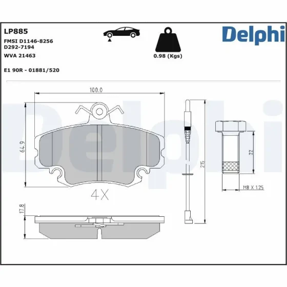Delphi Ön Fren Balatası – LP885 ürün görseli