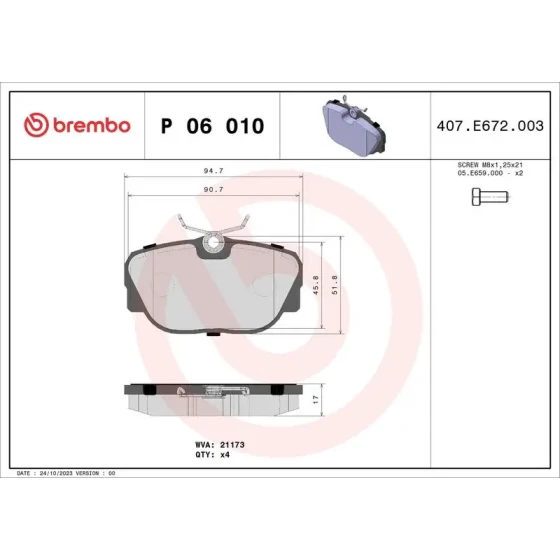 Brembo Ön Fren Balatası – P06010 ürün görseli