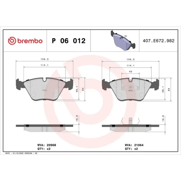 Brembo Ön Fren Balatası – P06012