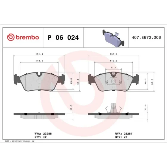 Brembo Ön Fren Balatası – P06024 ürün görseli
