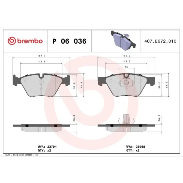 Brembo Ön Fren Balatası – P06036