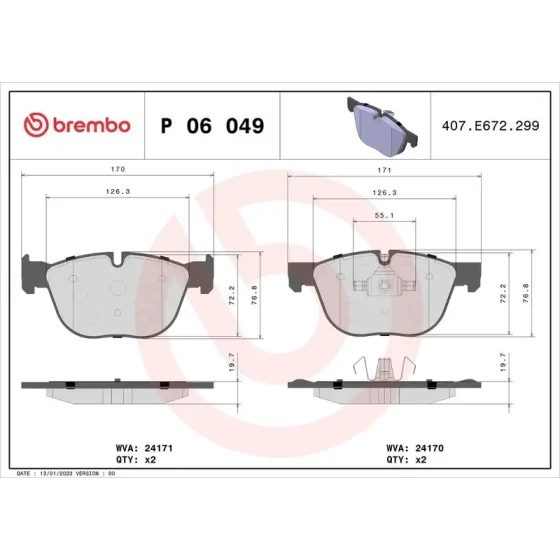 Brembo Ön Fren Balatası – P06049 ürün görseli