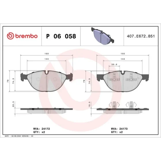 Brembo Ön Fren Balatası – P06058 ürün görseli