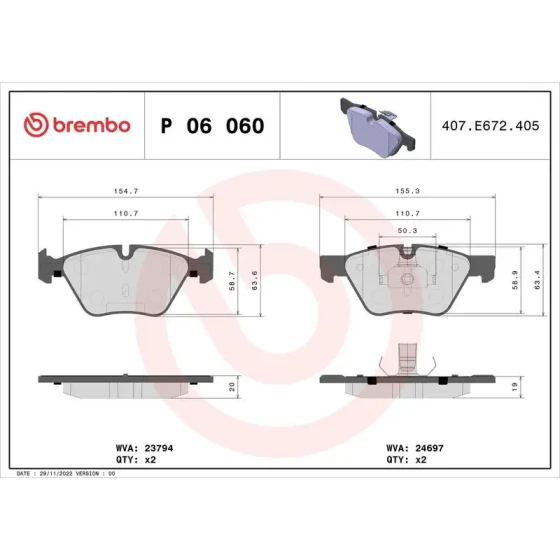 Brembo Ön Fren Balatası – P06060 ürün görseli