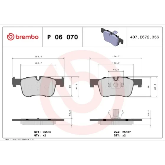 Brembo Ön Fren Balatası – P06070 ürün görseli