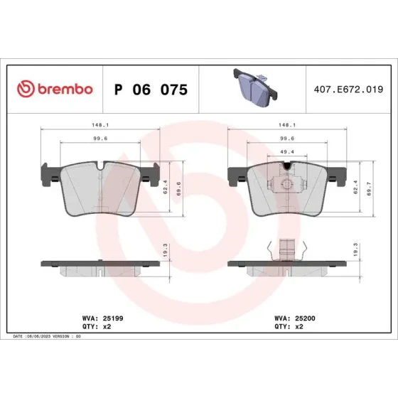 Brembo Ön Fren Balatası – P06075 ürün görseli