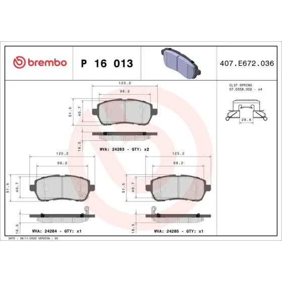 Brembo Ön Fren Balatası – P16013 ürün görseli