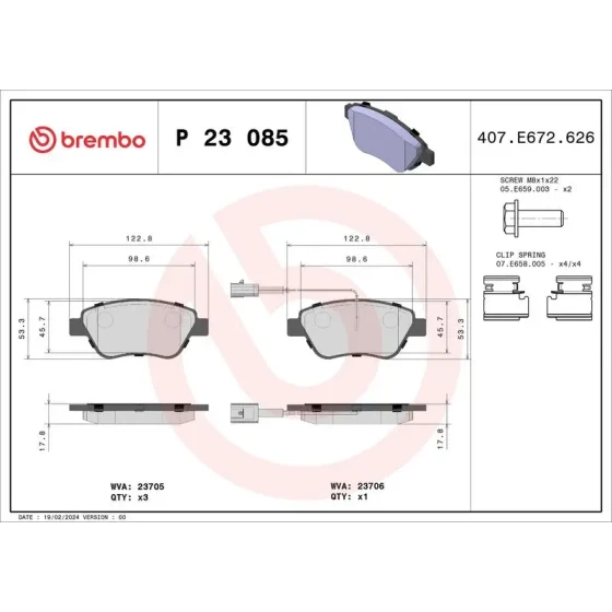Brembo Ön Fren Balatası – P23085 ürün görseli