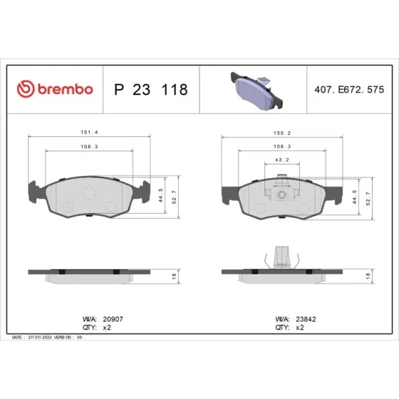 Brembo Ön Fren Balatası – P23118 ürün görseli