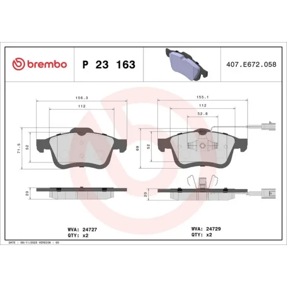 Brembo Ön Fren Balatası – P23163 ürün görseli