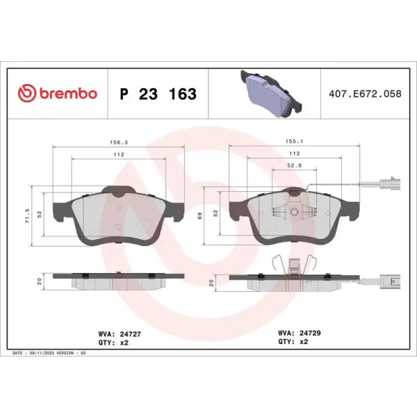 Brembo Ön Fren Balatası – P23163