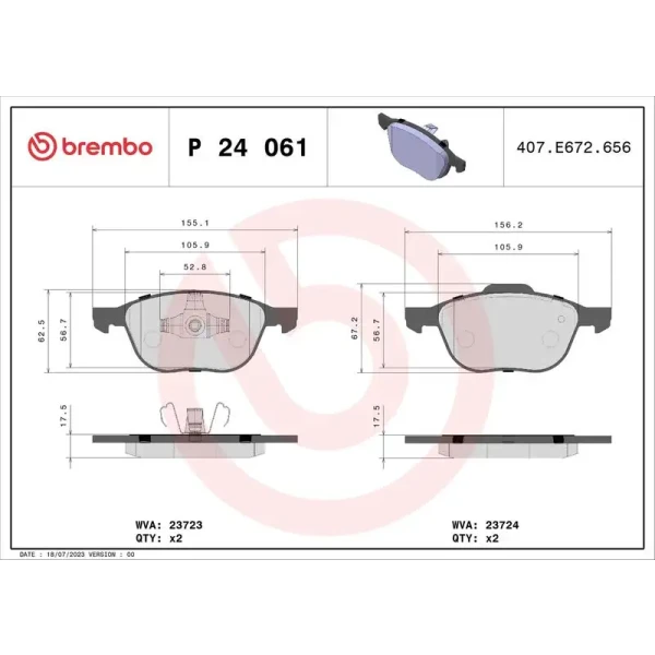 Brembo Ön Fren Balatası – P24061