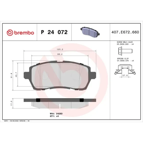 Brembo Ön Fren Balatası – P24072 ürün görseli