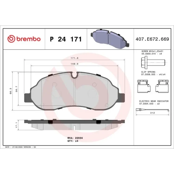Brembo Ön Fren Balatası – P24171 ürün görseli