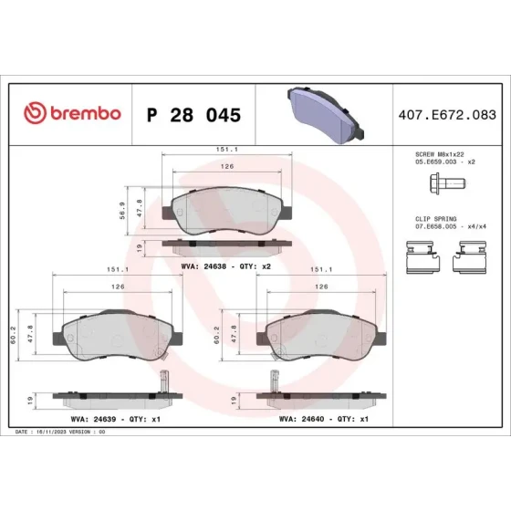 Brembo Ön Fren Balatası – P28045 ürün görseli