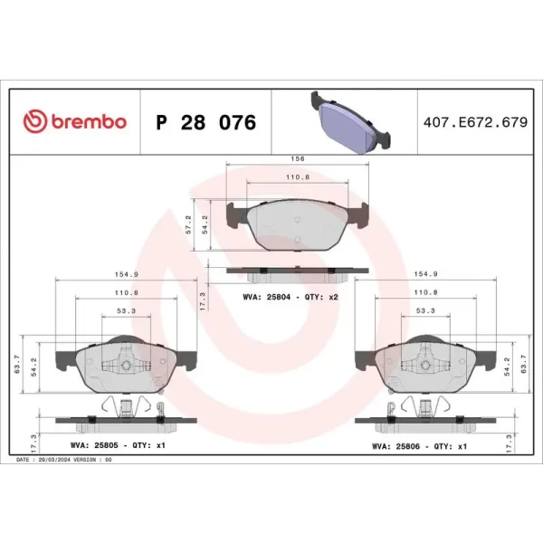 Brembo Ön Fren Balatası – P28076