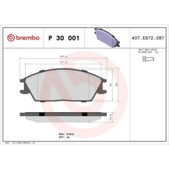 Brembo Ön Fren Balatası – P30001 ürün görseli