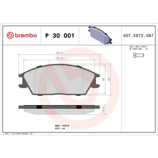 Brembo Ön Fren Balatası – P30001
