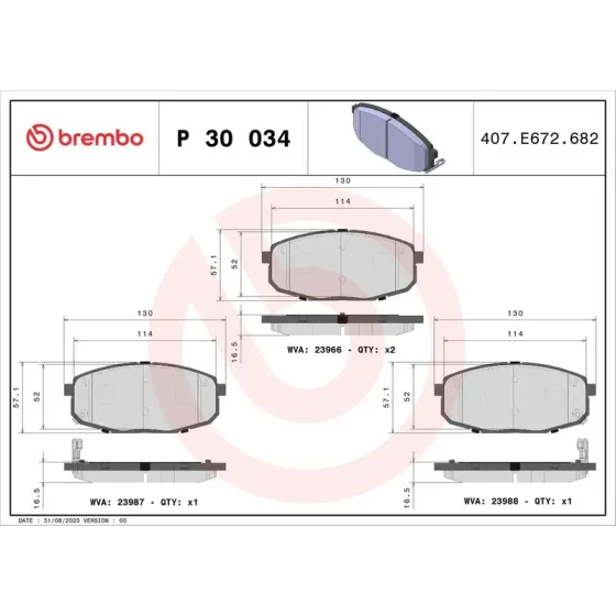Brembo Ön Fren Balatası – P30034 ürün görseli