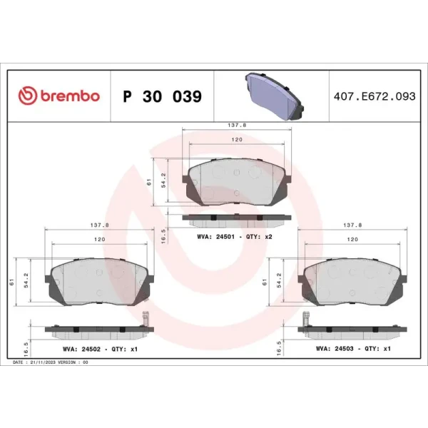 Brembo Ön Fren Balatası – P30039