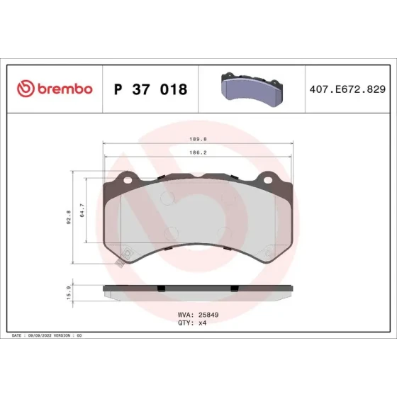 Brembo Ön Fren Balatası – P37018 ürün görseli