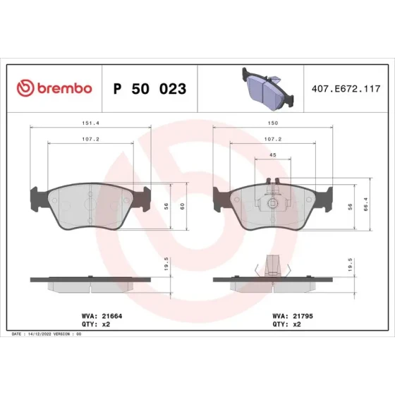 Brembo Ön Fren Balatası – P50023 ürün görseli