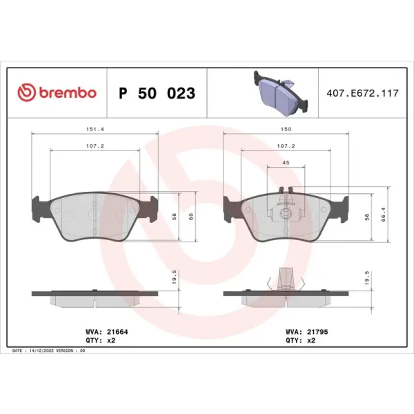 Brembo Ön Fren Balatası – P50023