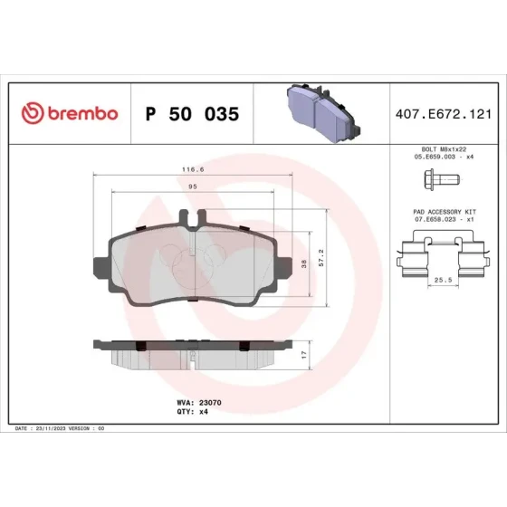 Brembo Ön Fren Balatası – P50035 ürün görseli