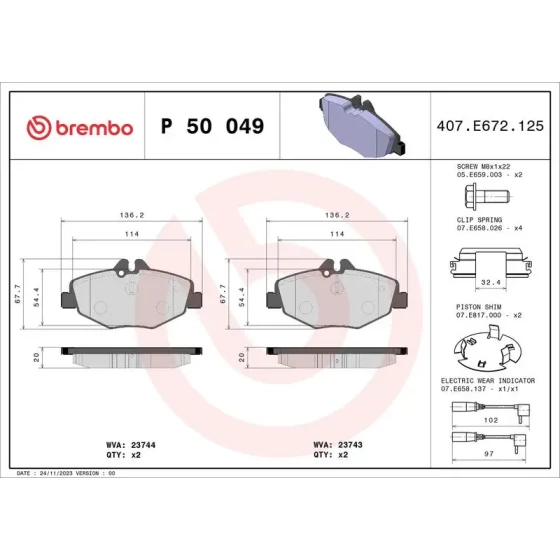 Brembo Ön Fren Balatası – P50049 ürün görseli