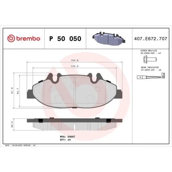 Brembo Ön Fren Balatası – P50050 ürün görseli