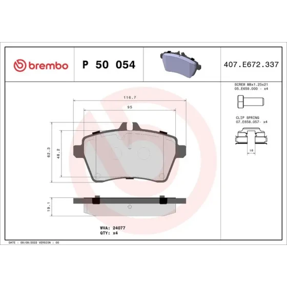 Brembo Ön Fren Balatası – P50054 ürün görseli