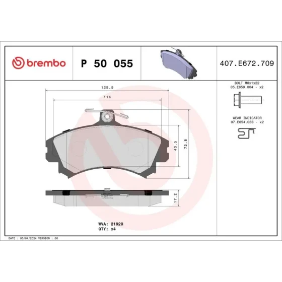 Brembo Ön Fren Balatası – P50055 ürün görseli