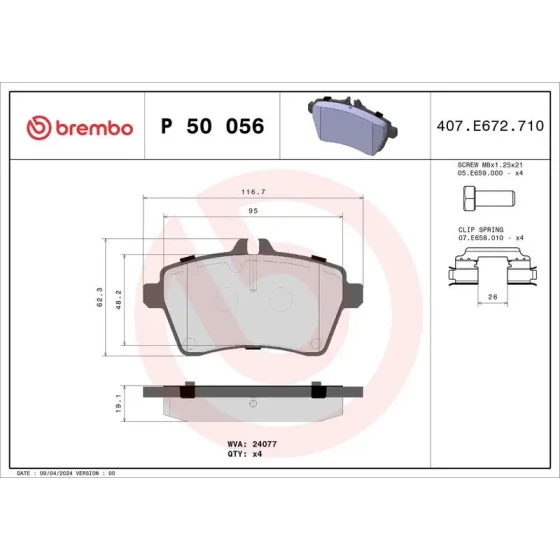 Brembo Ön Fren Balatası – P50056 ürün görseli