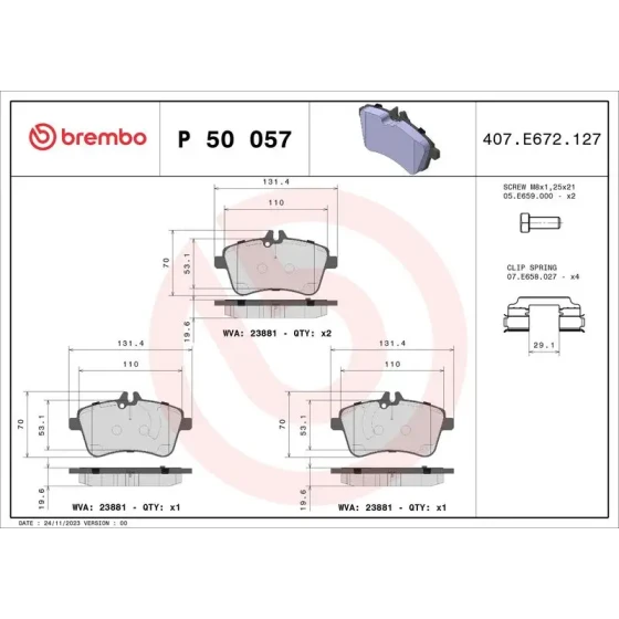 Brembo Ön Fren Balatası – P50057 ürün görseli