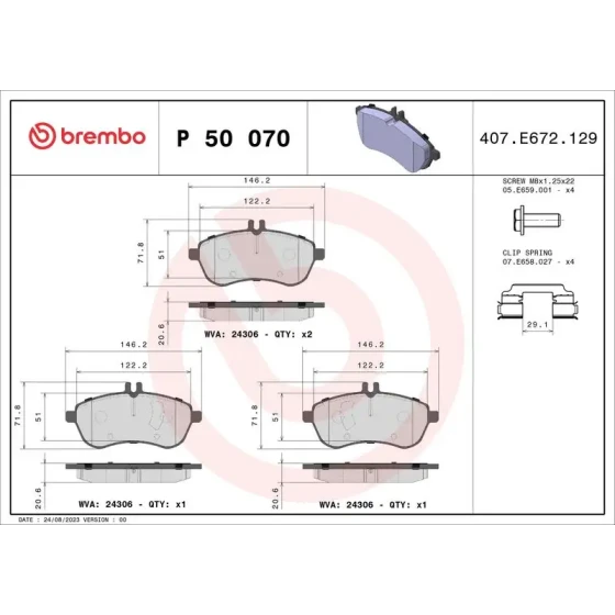 Brembo Ön Fren Balatası – P50070 ürün görseli