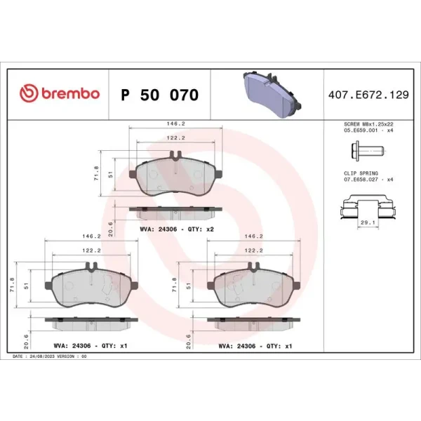 Brembo Ön Fren Balatası – P50070
