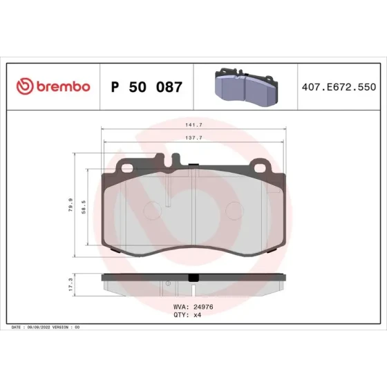 Brembo Ön Fren Balatası – P50087 ürün görseli