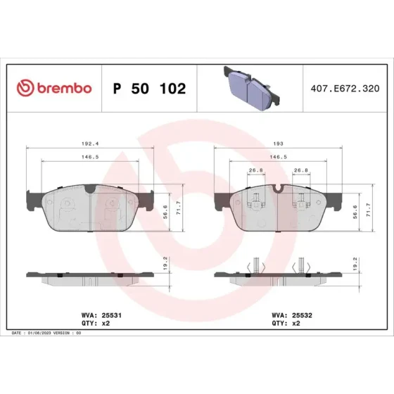 Brembo Ön Fren Balatası – P50102 ürün görseli