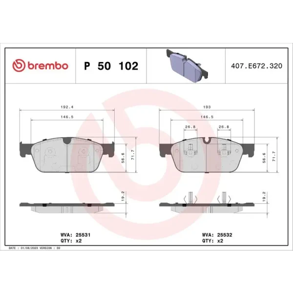 Brembo Ön Fren Balatası – P50102