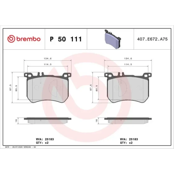 Brembo Ön Fren Balatası – P50111 ürün görseli