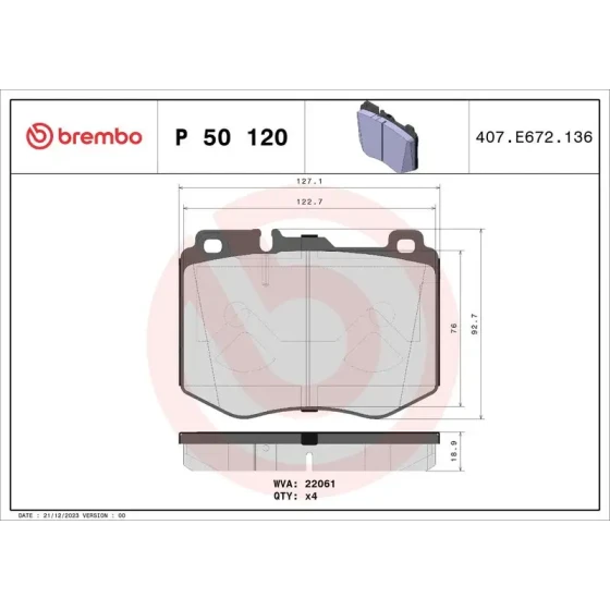 Brembo Ön Fren Balatası – P50120 ürün görseli