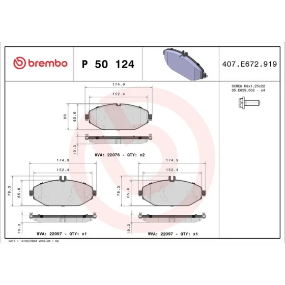 Brembo Ön Fren Balatası – P50124 ürün görseli