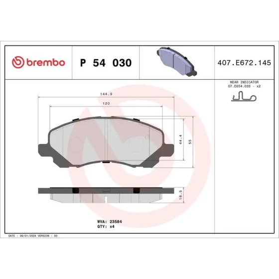 Brembo Ön Fren Balatası – P54030 ürün görseli
