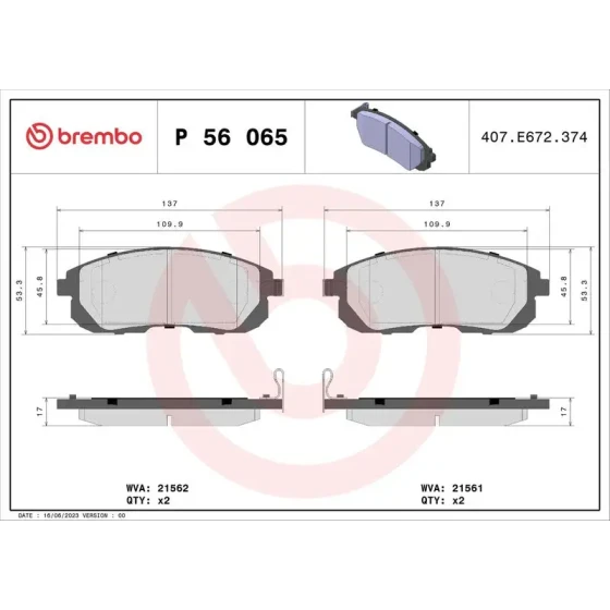 Brembo Ön Fren Balatası – P56065 ürün görseli