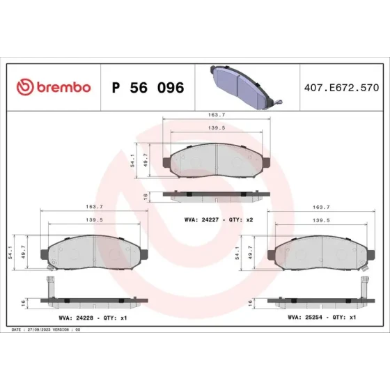 Brembo Ön Fren Balatası – P56096 ürün görseli