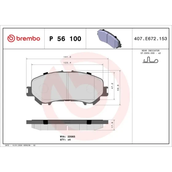 Brembo Ön Fren Balatası – P56100 ürün görseli